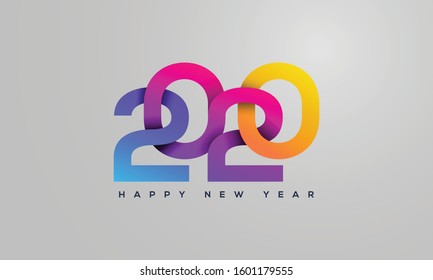 Happy New Year 2020 colored logo text design. Isolated on white background.
