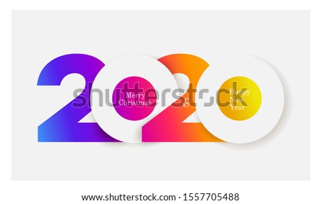 Happy New Year 2020 colored logo text design. Cover of business diary for 2020 with wishes. Brochure design template, card, banner. Colorful vector illustration. Isolated on white background.