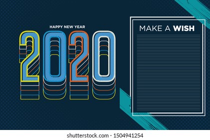 Happy New Year 2020 colorful banner style for the seasonal holidays flyers, greetings and invitations, christmas themed congratulations and cards. Vector illustration.