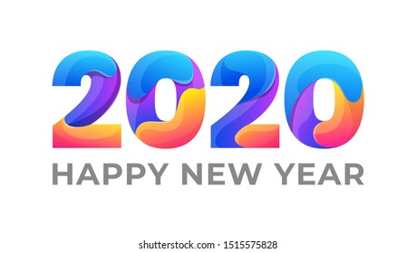 happy new year 2020 colorful greeting card paper for seasonal holidays banner, flyers, greetings and invitations cards and christmas themed congratulations and banners. Vector illustration