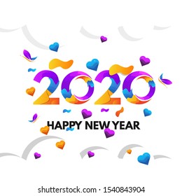 Happy New Year 2020 - New Year colorful background template with orange, blue, purple. eps 10