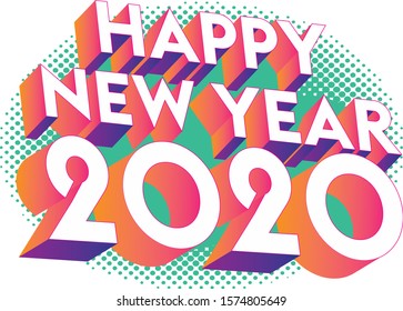 Happy New Year 2020 colorful illustration