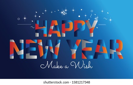 Happy New Year 2020 colorful banner style for the seasonal holidays flyers, greetings and invitations, christmas themed congratulations and cards. Vector illustration.