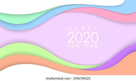 Happy New Year 2020 with Colorful Papercut Background
