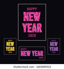 Happy New Year 2020 colorful lettering inscription template for Background, Billboards, Banners, flyers, news, Game,Card, offer, occasion background and cover image. Modern Minimal Vector illustration