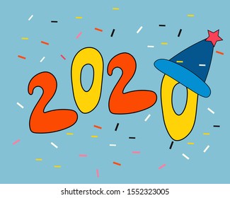 happy new year 2020 concept: colorful background with number 2020 for your design