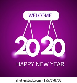 happy new year 2020 concept with minimalist template vector design illustration. Brochure design template, card, banner, promotion, social media.