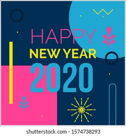 Happy New Year 2020 concept with letter and vector design illustration.