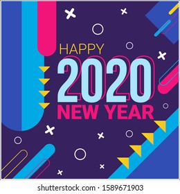 Happy New Year 2020 concept with letter and vector design illustration.