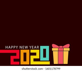 Happy New Year 2020 concept: Cute and colorful number with dark brown background for your design