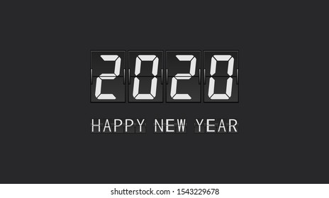 Frohes neues Jahr 2020 im Countdown-Flip-Board-Briefdesign