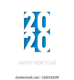 Happy New Year 2020. Cover of business diary for 20 20 with wishes. Brochure design template. Papercut art.