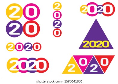 Happy New Year 2020, Cover of business diary for 2020, card, banner. Vector illustration  