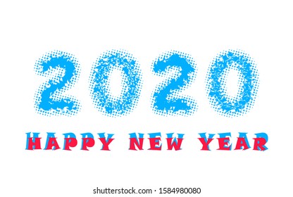 Happy New Year To 2020. Crack ice effect. destruction in numbers. Two thousand and twenty.