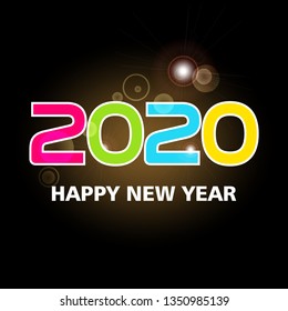 Happy new year 2020 creative greeting card design / Year 2020 vector design element