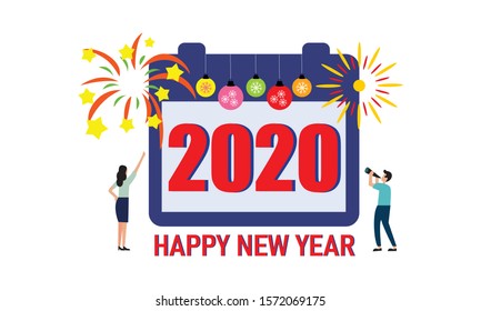 Happy new year 2020 creative concept logo vector