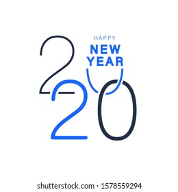 Happy New Year 2020. Creative design of numbers and text. Wish symbol, celebration. White background. Christmas night. Design for calendar. Poster, modern inscription, greeting card or print, template