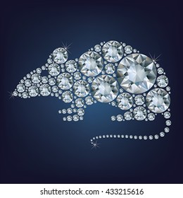 Happy new year 2020 creative greeting card with Rat made up a lot of diamonds