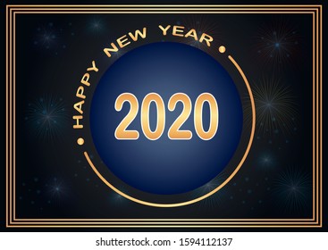 Happy New Year 2020. New 2020 Year Cretaive Background, Fireworks