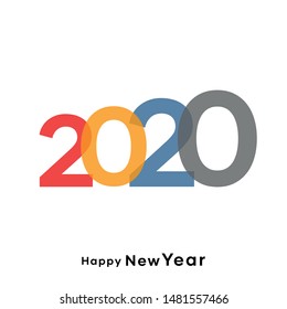 Happy New Year 2020 design concept isolated on a background. Logo design with text for card, brochure, template, banner, calendar, invitation. Vector illustration