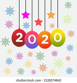 Happy New Year 2020 design concept with numbers. Vector illustration for print, banner, advert, web, decoration, greeting card