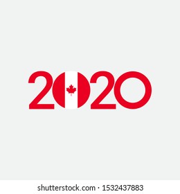 Happy new year 2020 design template. Design for calendar, greeting cards or print. Canada 2020 illustration.