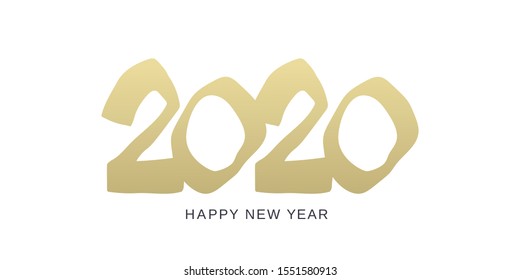 Happy new year 2020 design template golden color.