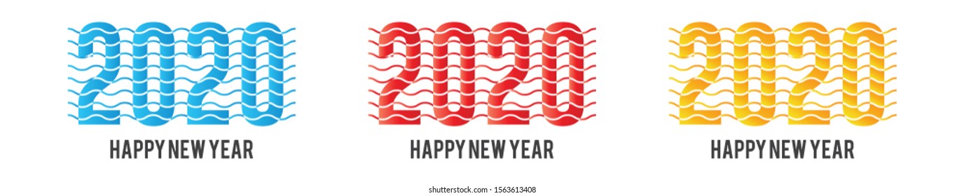 Happy New Year 2020 design template. Usable for calendar,  greeting card, post card, banner, poster, flyer, cover. Easy editable vector design template. 
