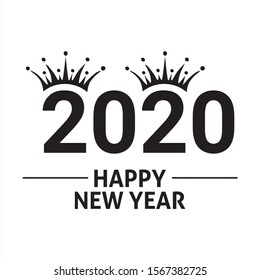 Happy new year 2020 design template. Design for calendar, greeting cards or print. New Year 2020 logo text design. Cover of business diary for 2020 with wishes.