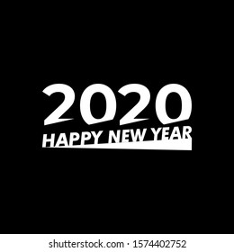Happy New Year 2020 Design Template for Card, Banner, Calendar, Greeting Cards with Black Background. 