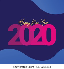 Happy New Year 2020 design. Cover of business diary for 2020 with wishes. Brochure design template, card, banner. Vector illustration. Isolated on white background.