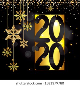 Happy new year 2020 design, Welcome celebrate greeting card happy decorative and celebration theme Vector illustration