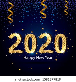 Happy new year 2020 design, Welcome celebrate greeting card happy decorative and celebration theme Vector illustration