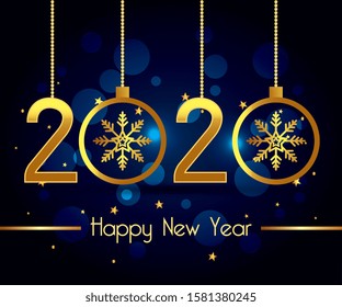 Happy new year 2020 design, Welcome celebrate greeting card happy decorative and celebration theme Vector illustration