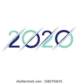 Happy New Year 2020 design template. Design for calendar, greeting cards or to printing.