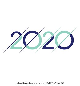 Happy New Year 2020 design template. Design for calendar, greeting cards or to printing.
