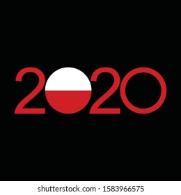 Happy New Year 2020 design template. Design for calendar, greeting cards or to printing. Poland 2020 vector illustration