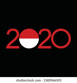 Happy New Year 2020 design template. Design for calendar, greeting cards or to printing. Indonesia 2020 vector illustration