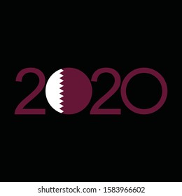 Happy New Year 2020 design template. Design for calendar, greeting cards or to printing. Qatar 2020 vector illustration