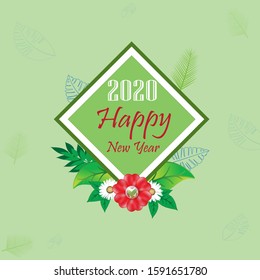 Happy new year 2020 new design with flowers.