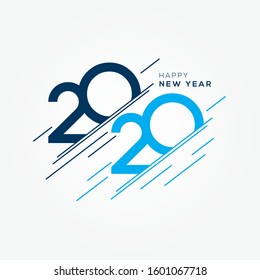 Happy New Year 2020 design template. Greeting card or print, design for calendar, holiday vector illustration, celebration poster design, minimalist template