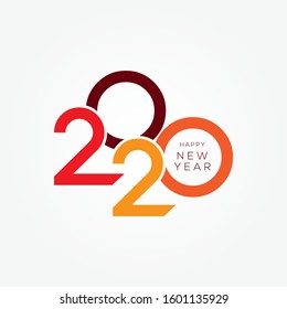 Happy New Year 2020 design template. Greeting card or print, holiday vector illustration, celebration poster design, minimalist template