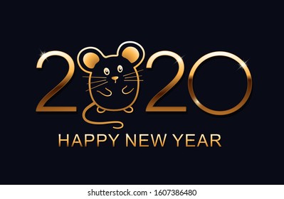 Happy new year 2020 design template. Design for calendar, greeting cards or print. Isolated vector illustration on blue background.