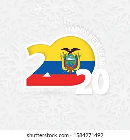 Happy New Year 2020 for Ecuador on snowflake background. Greeting Ecuador with new 2020 year.