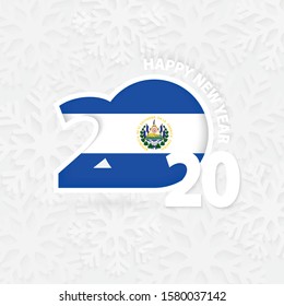 Happy New Year 2020 for El Salvador on snowflake background. Greeting El Salvador with new 2020 year.