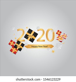 happy new year 2020 elegant background with gold, snowflake vector illustrasion.