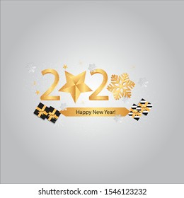 happy new year 2020 elegant background with gold, snowflake vector illustrasion.