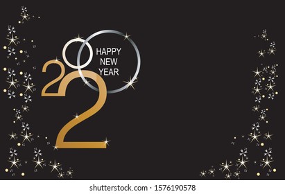 Happy new year 2020 Elegant gold text with light. Minimalistic template