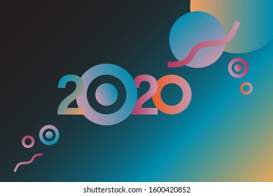 Happy new year 2020 with elegant gradient color. vector