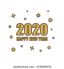 Happy New Year 2020 With Elements On White Background Vector